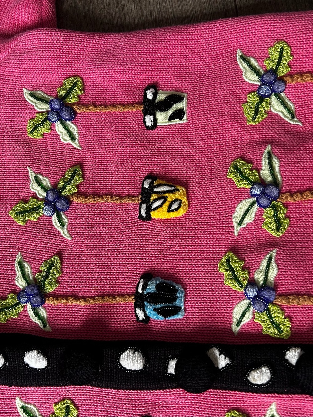 Vintage BEREK Pink Embroidered Potted Plant Cardigan M/L - Picture 2 of 7